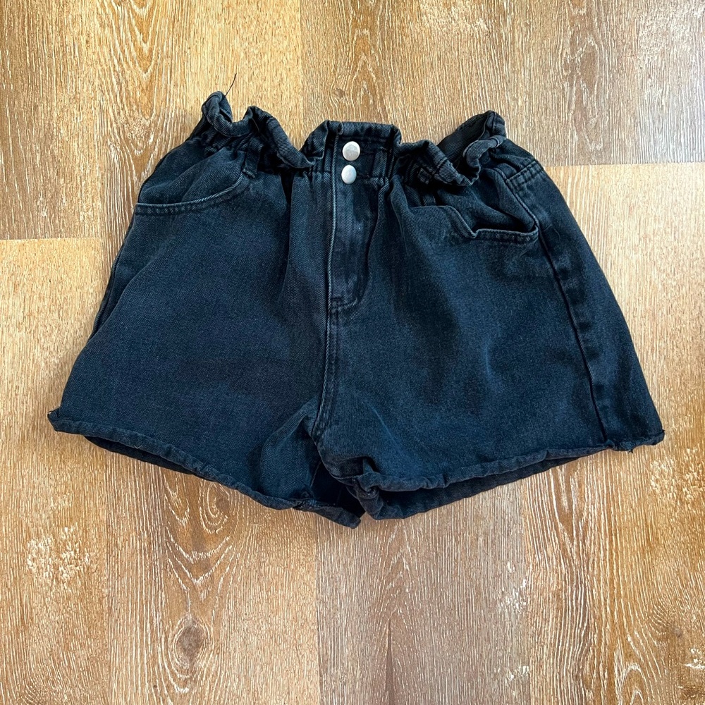 Paper Bag Elastic waist denim shorts